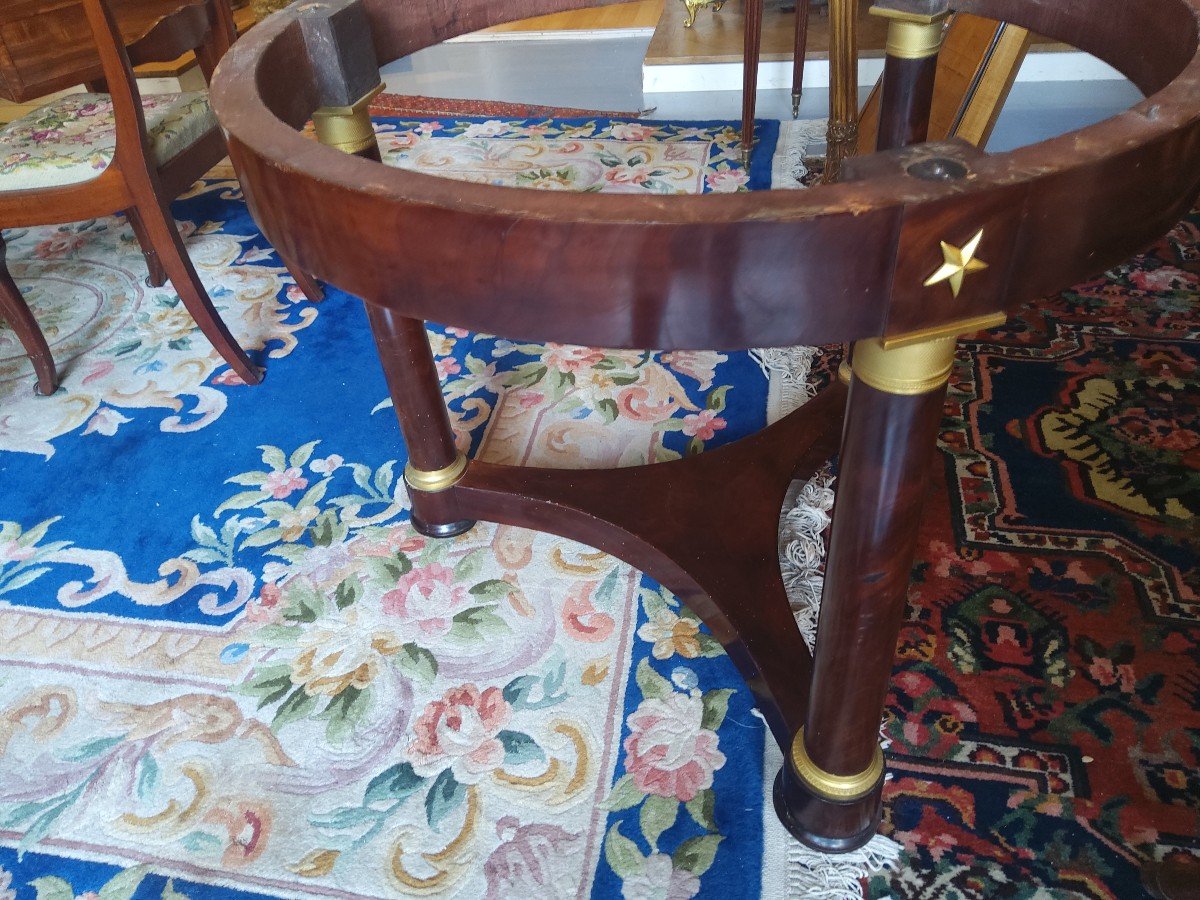 Empire Period Pedestal Table In Mahogany With Black Belgian Marble Top-photo-4